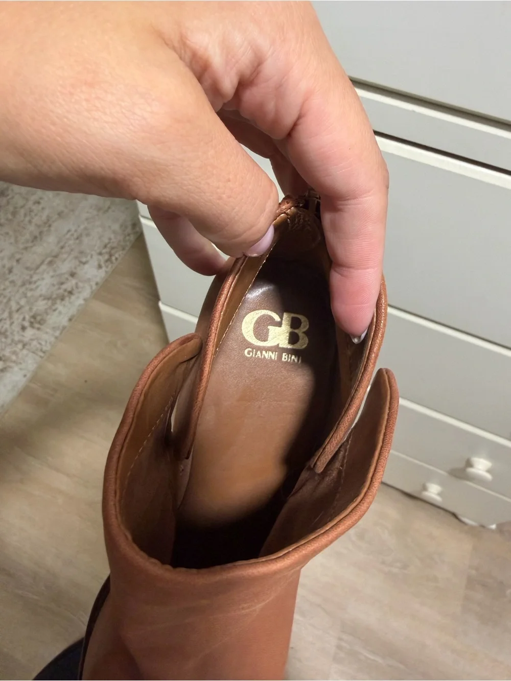 Gianni Bini Chestnut Leather Wedge Booties